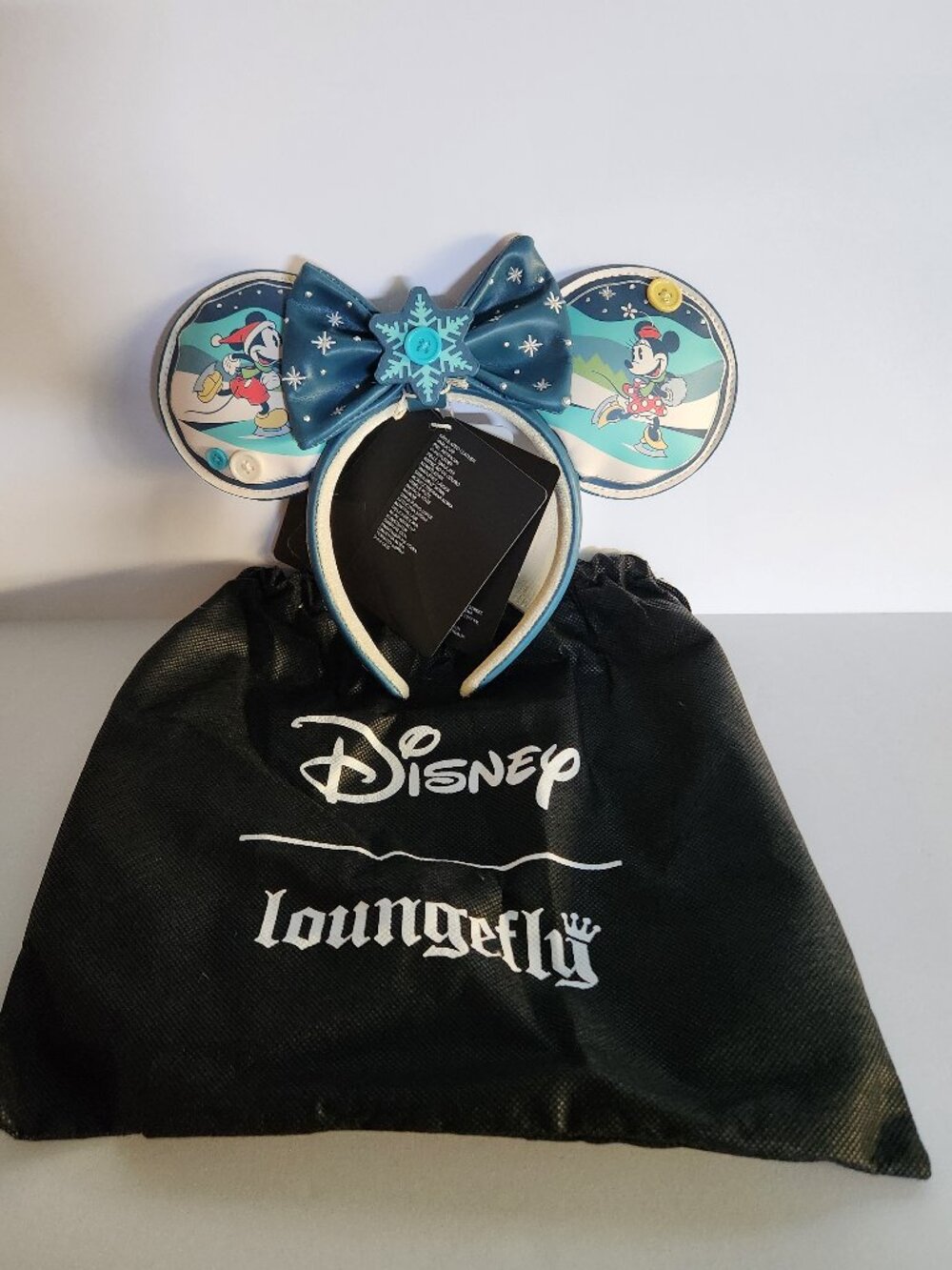 2025 Loungefly Disney Mickey Minnie Holiday Ears Headband With Removable Bow New